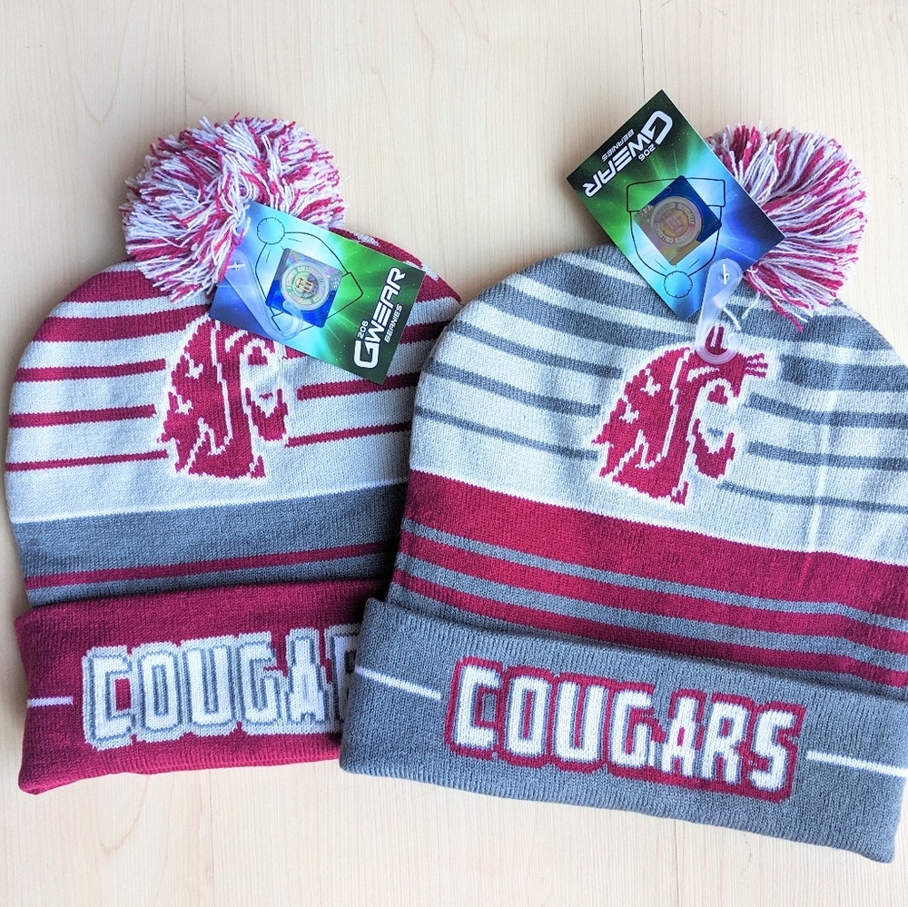WSU Cougar Beanie Hat Set of 2 Washington State U